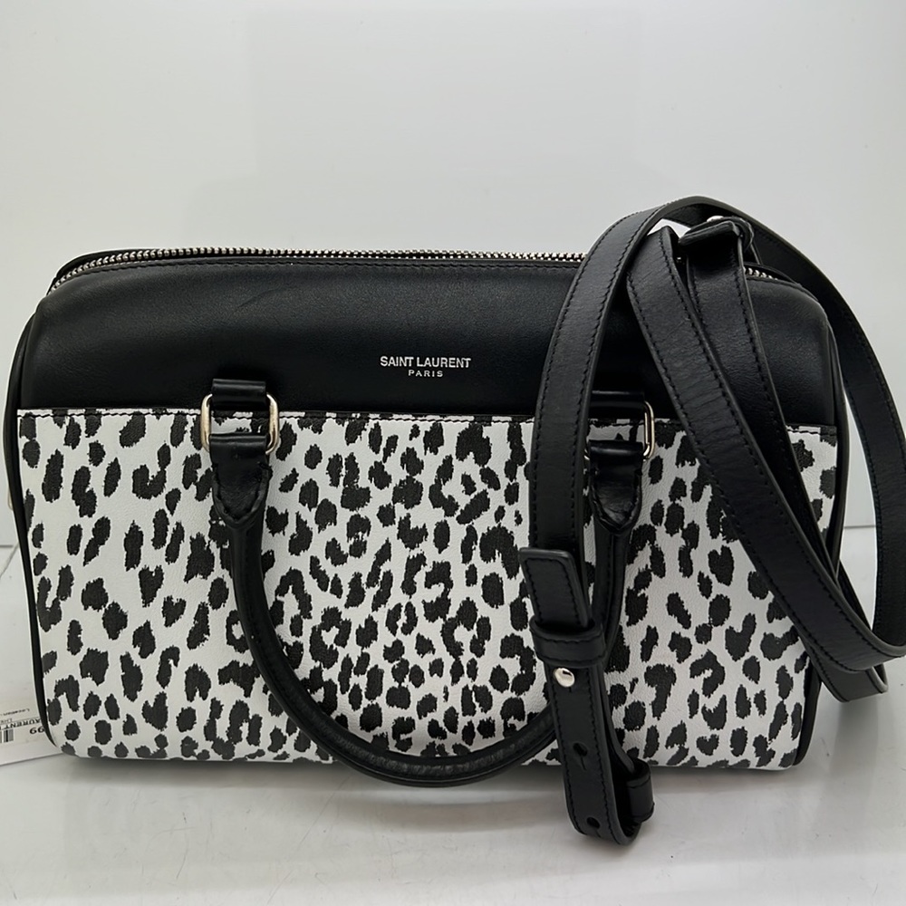 Saint Laurent Baby Duffle Crossbody with animal print Black and White 9”x4”x6” T - Picture 13 of 14
